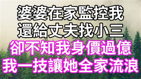 婆婆在家監控我，還給丈夫找小三，卻不知我身價過億，我一技讓她全家流浪！ 為人處世 幸福人生 為人處世 生活經驗 情感故事 以房养老 子女孝顺 孝顺 子女不孝 唯美频道 婆媳故事