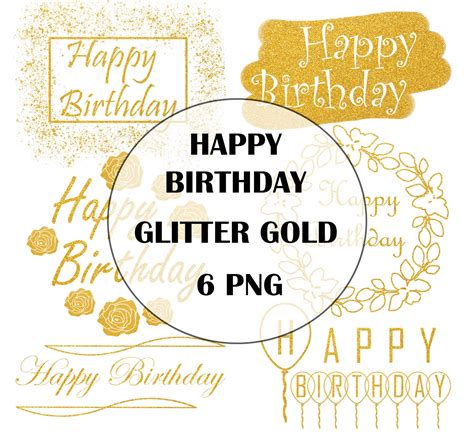 Happy Birthday Glitter Gold Letters Png Happy Birthday - Etsy UK