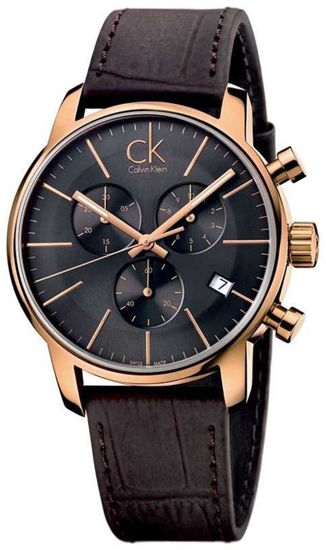 Calvin Klein Mens Rose Gold Black Dial Watch K2g276g3