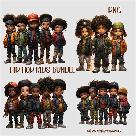 Hip Hop Kids Clipart Black Boys PNG, Kids Birthday Decor Boys Invitations, Afro Black Boys Kids ...