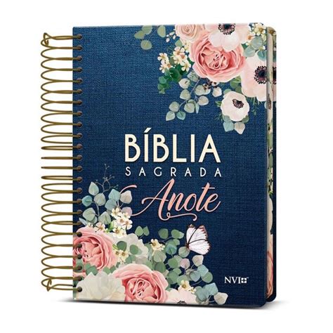 Biblia Anote NVI Espiral Flotal Azul Shopee Brasil