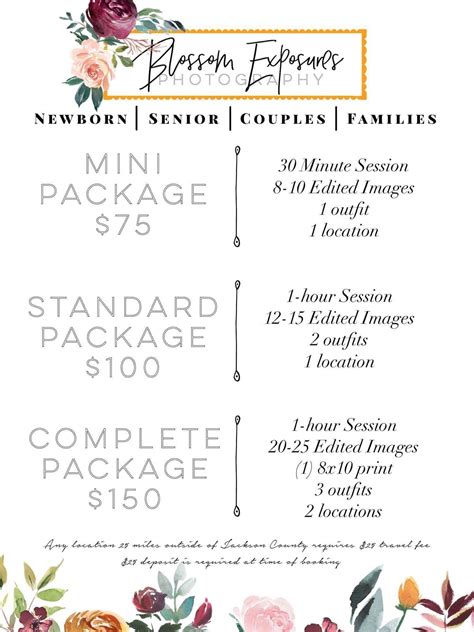 Photography Prices Template