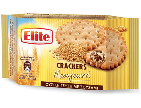 Elite Crackers Μεσογειακά Φυσική Με Σουσάμι 105 gr mymarket gr