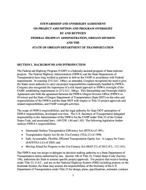 Fillable Online Fhwa Dot FHWA ODOT Stewardship Agreement Fhwa Dot