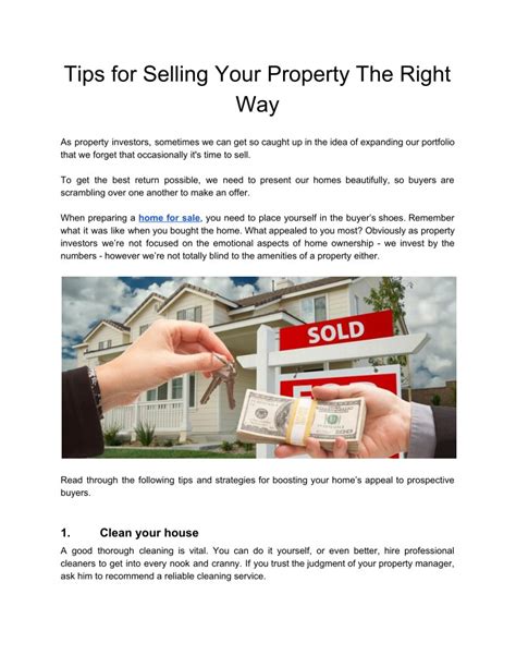 Ppt Tips For Selling Your Property The Right Way Powerpoint