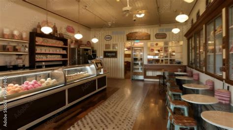 Delightful Vintage Ice Cream Parlor With A Black And White Checkered