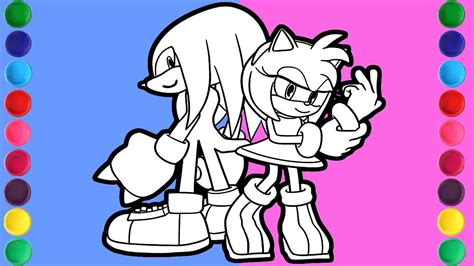 Sonic And Amy Coloring Amy Rose Standing Behind Knuckles Knuckles