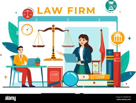 Law Firm Services Vector Illustration With Justice Legal Advice