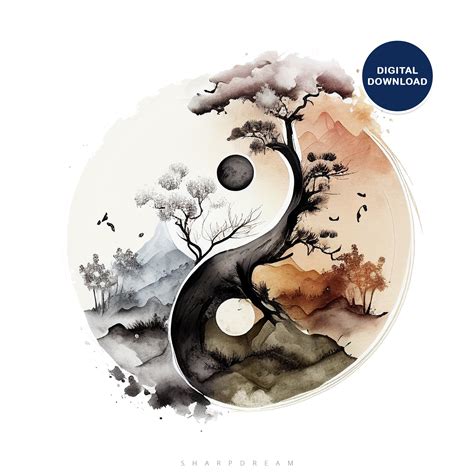 Abstract Yin Yang Printable Balance Ying Yang Wall Art Meditation