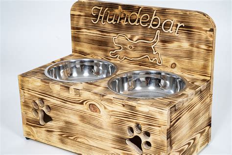 Hundebar XXL 2x1600mL Hundebar Futterbar Napfhalter mit Rückwand große