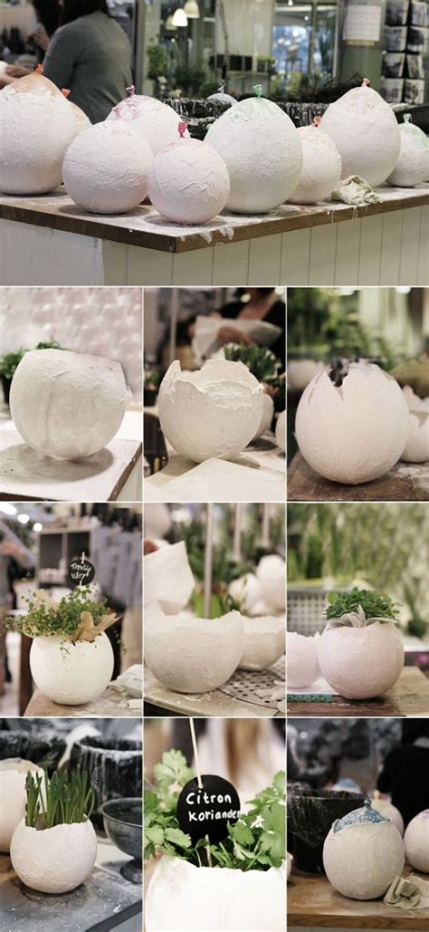 Several Photos Of White Vases With Plants In Them And The Words Garden