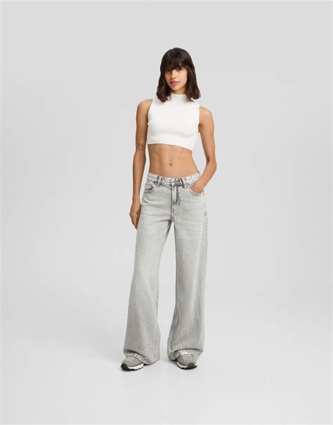 Wide Leg Jeans Women Bershka