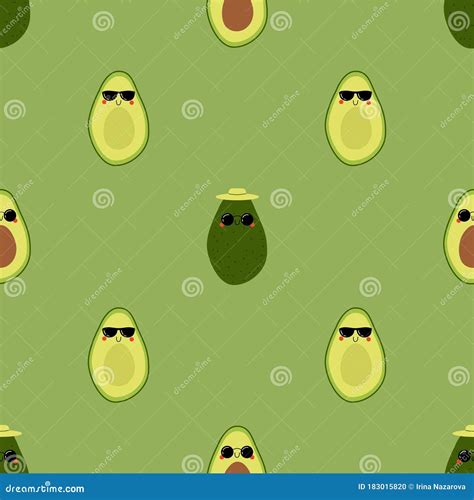 Kawaii Cartoon Avocado In Sunglasses Stock Vector Illustration Of Food Design 183015820