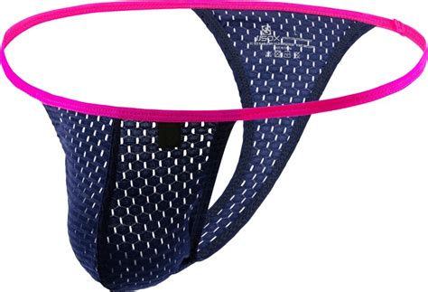 Drelaar Men S Breathable Mesh String Waist Soft G Strings Bikini Thongs Underwear Small Navy