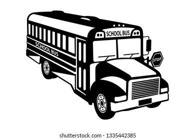 School Bus Black White Vector Transportation Stock Vector (Royalty Free ...