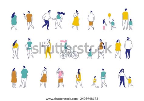 Background People Silhouette Line Vector Set Stock Vector (Royalty Free ...