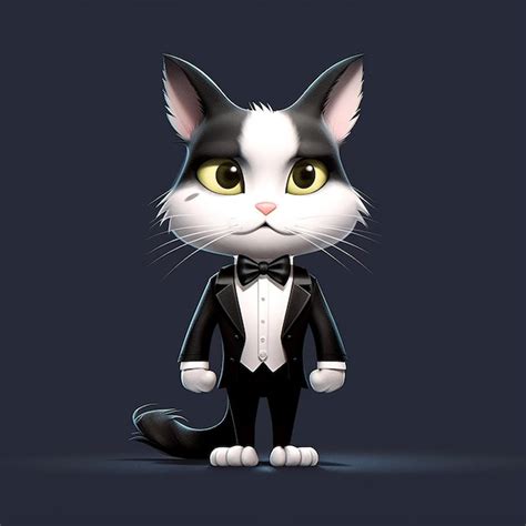 Premium AI Image | a cartoon cat wearing a tuxedo and bow tie.