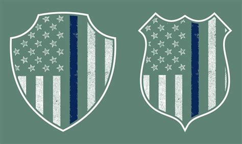 Premium Vector | Set of cops thin blue lines shield with flag usa ...