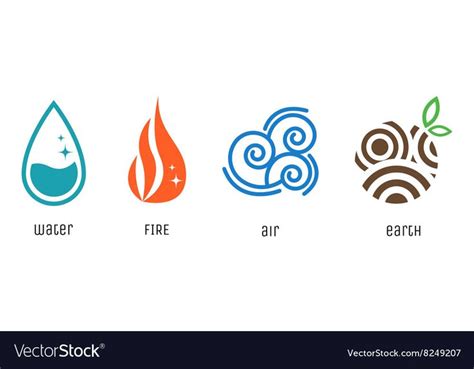 four different types of water and fire symbols