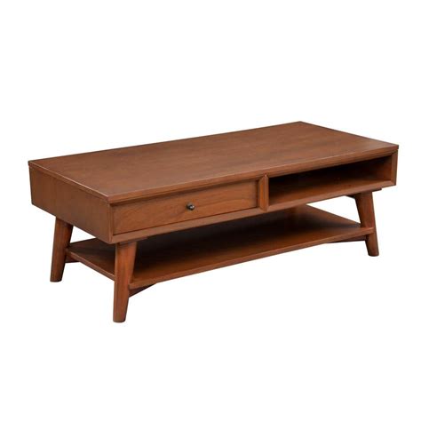 Alpine Furniture Flynn 48 In Rectangle Wood Top Acorn Coffee Table 966