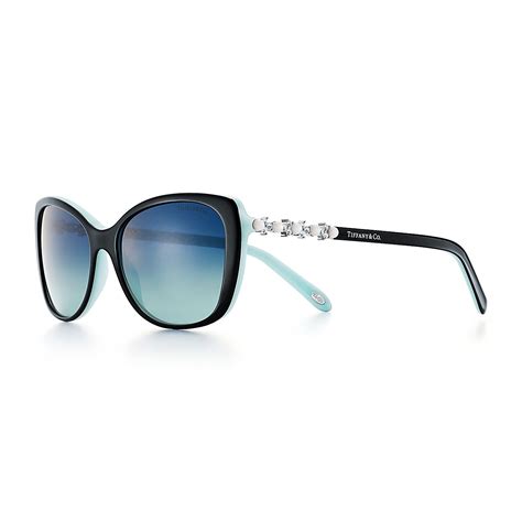 Tiffany Aria Adagio Cat Eye Sunglasses In Black And Tiffany Blue Acetate Tiffany And Co