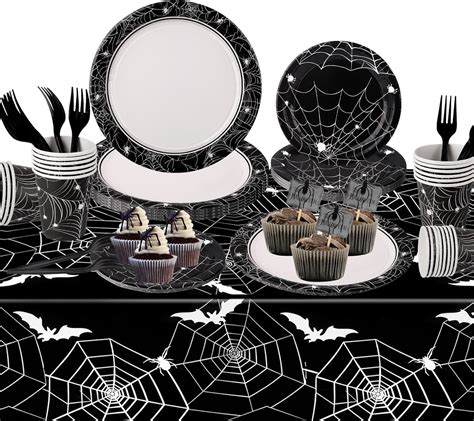 Halloween Party Paper Plates Set 97pcs Halloween Tableware Set Include Halloween