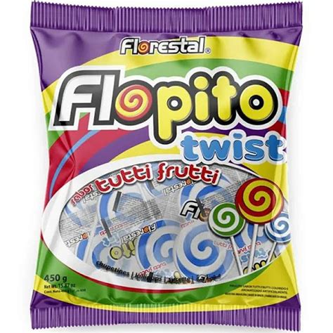 Pirulito Psicodélico Azul e Branco Flopito Twist 450g Mania Pingo