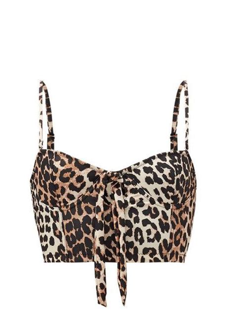 Buy GANNI Leopard Print Bustier Bikini Top At 50 Off Editorialist