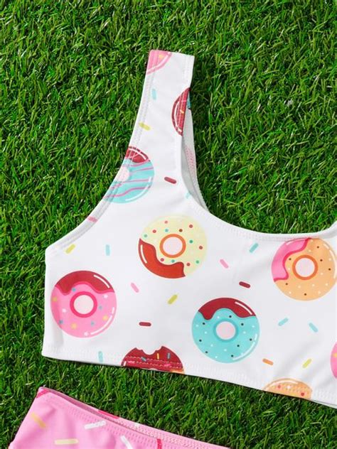 Girls Donuts Print Bikini Swimsuit Lynks Shop