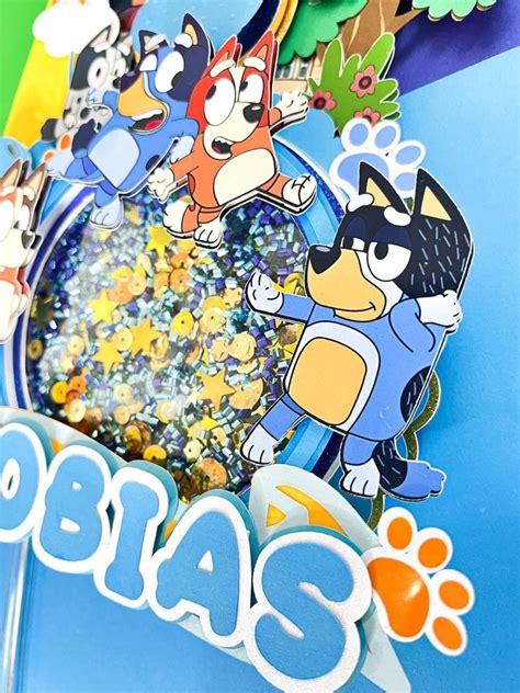 Bluey Inspired Cake Topper Shaker Bluey Birthday Bluey Cake Etsy