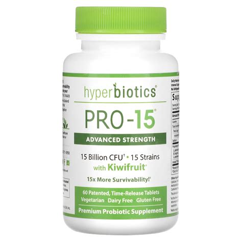 Hyperbiotics Pro 15 Advanced Strength With Kiwifruit 15 Billion Cfu 60 Patented Time