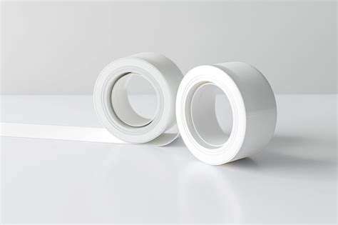 Two White Insulation Tape Rolls Lying On White Surface Concept Of