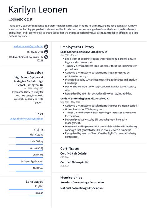 Aesthetician Resume Example and Writing Guide - ResumeLawyer