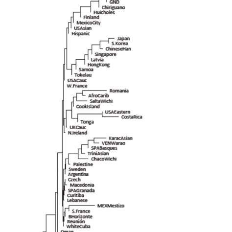 Neighbor Joining Dendrogram Of Neis Genetic Distances Among