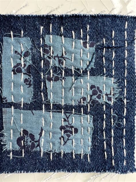 Small Hand Stitched Sashiko Boro Denim And Fabric Patch Etsy In