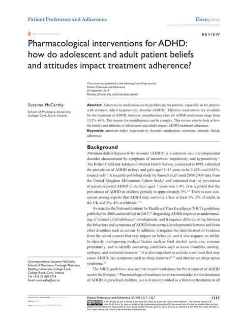 Pdf Pharmacological Interventions For Adhd How Do Adolescent And