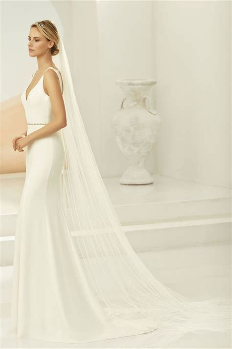 Bianco Ivory Single Tier Satin Edge Chapel Veil S Wedding