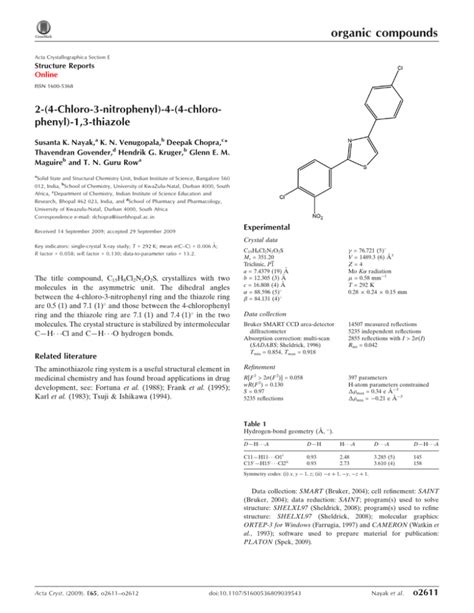 Chloro Nitrophenyl Chloro Phenyl Thiazole