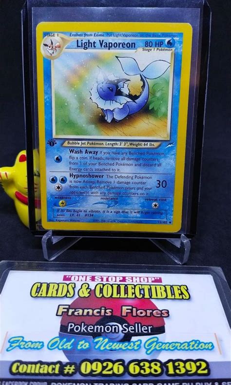 Pokemon Card LIGHT VAPOREON 52 1ST EDITION NEO DESTINY YEAR 2002