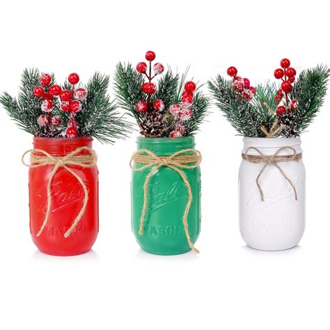 Snapklik.com : Christmas Centerpiece, Christmas Decor Mason Jars
