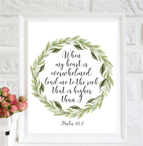 When My Heart Is Overwhelmed Bible Verse Prints Psalm 61 2 Etsy Uk