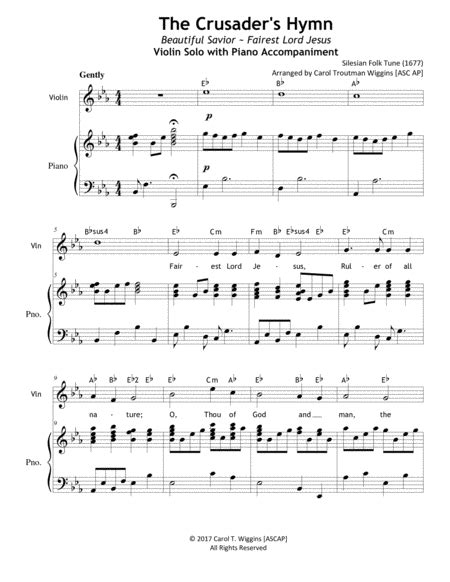 The Crusader S Hymn Violin Piano Duet Arr Carol Troutman Wiggins