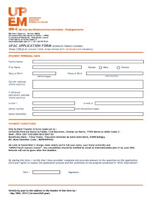 Fillable Online Sri Ua Application Form Erasmus Fax Email Print Pdffiller