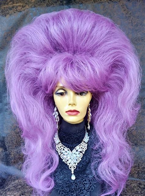 Drag Wigs Drag Queens Plum Color Bouffant Cds Sissy Halloween Fun