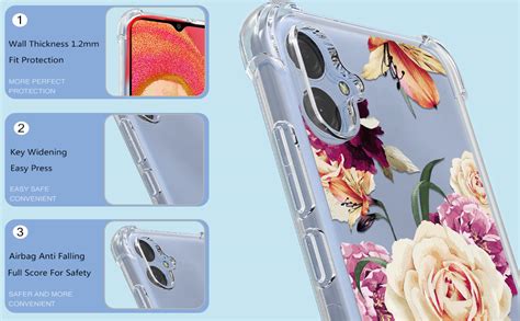 Osophter For Samsung Galaxy A04e Case Flower Floral For Girls Women With 2pcs Screen