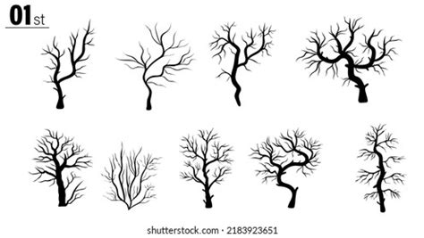 Black Branch Tree Naked Trees Silhouettes Stock Vector Royalty Free Shutterstock