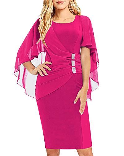 Solersun Womens Chiffon Plus Size Ruffle Flattering Cape Sleeve