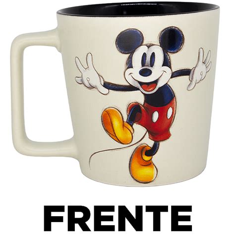 Caneca Mickey Mouse Cerâmica Branca 400ML Oficial Disney 100 Anos