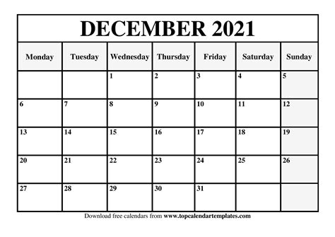 Print December Calendar 2021 | Calendar Printables Free Blank