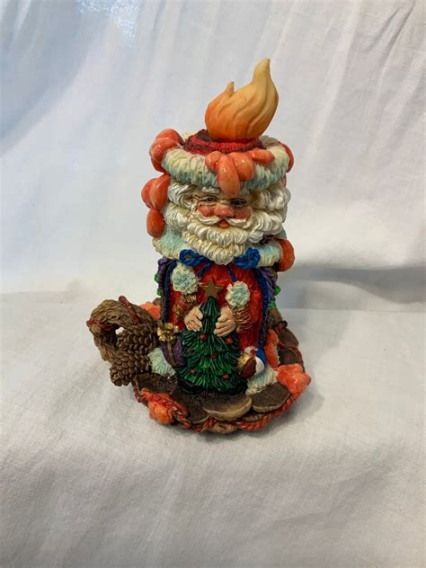 Crinkle Claus Candlestick Santa Figurine Vintage 90s Etsy